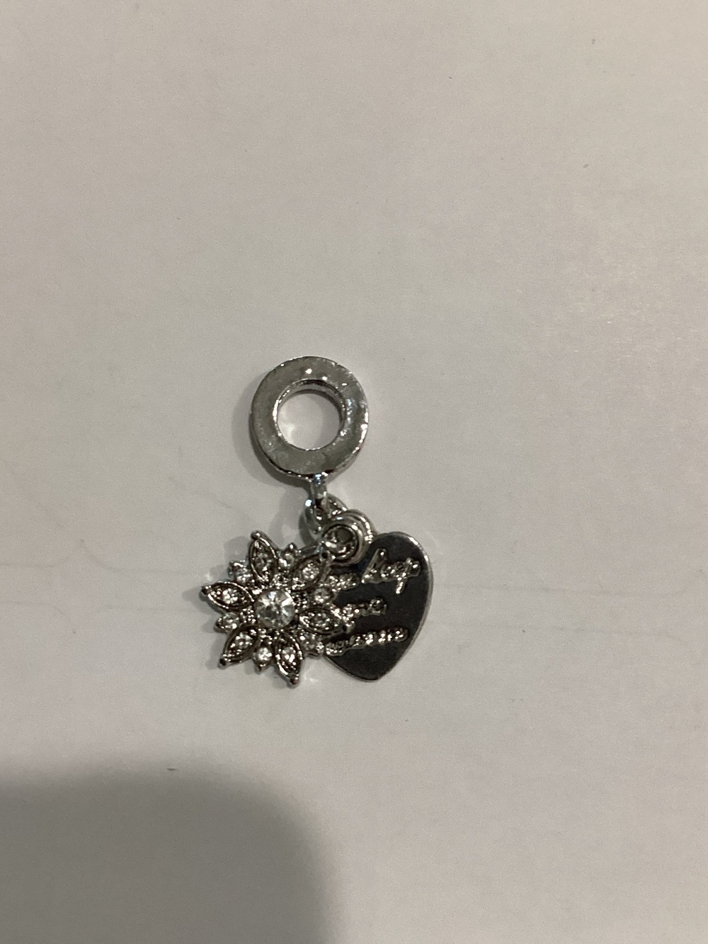 Silver‎ Flower and Heart Charm Pendant - Women Jewelry